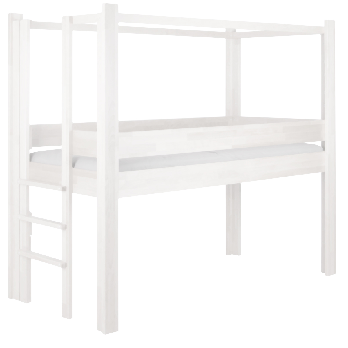 Mitwachsendes 5-in-1-Bett mit Kurzseitenleiter in Weiß. (Product)
