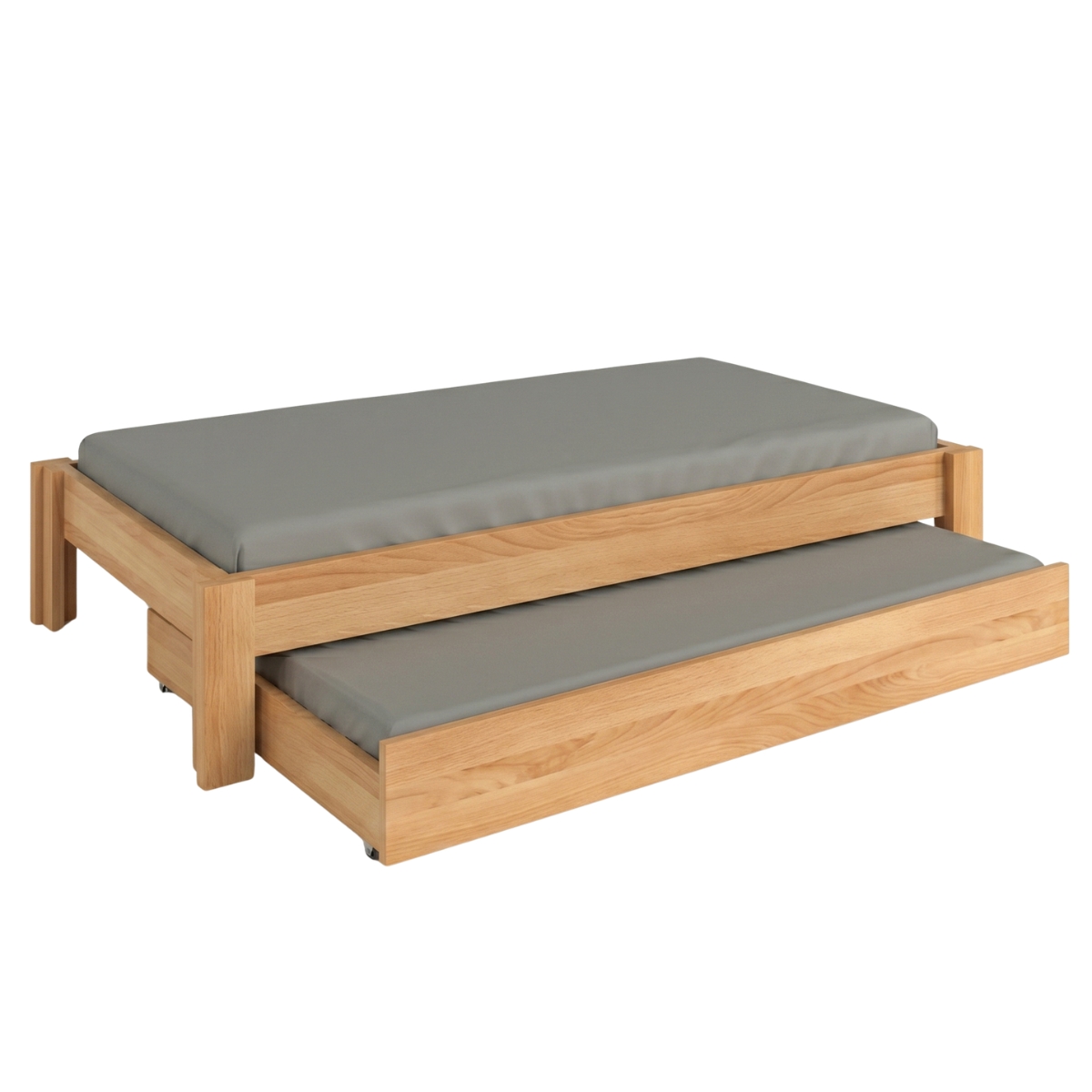 DESTYLE Bett mit zusätzlichem Ausziehbett in massiver Naturbuche. (Product)